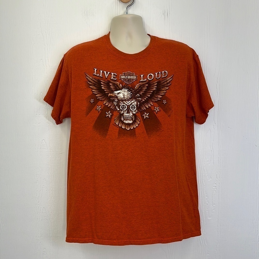 Harley Davidson - 2016 40th Anniversary New Bern NC Bald Eagle Skull T Shirt L